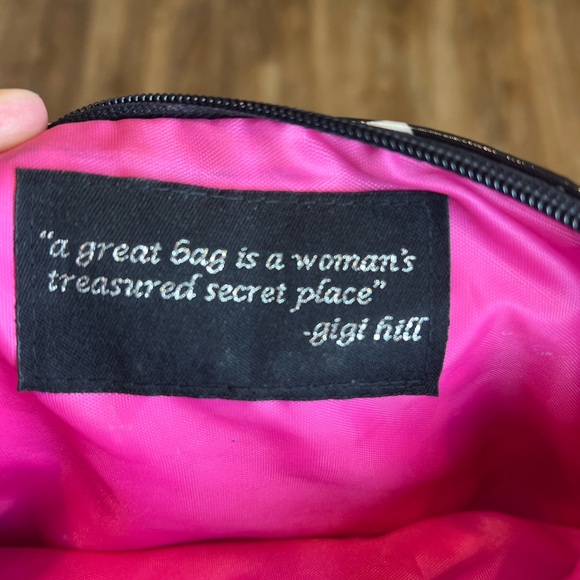 Gigi Hill tall cosmetic large makeup zipper pouch bag Black & White Paisley - Picture 4 of 8